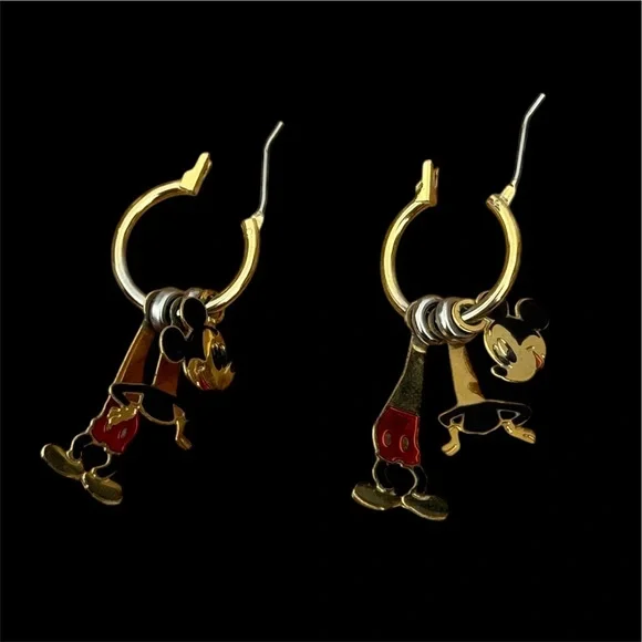 Disney Mickey Mouse Gold Toned Hoop Earrings. - Picture 5 of 6